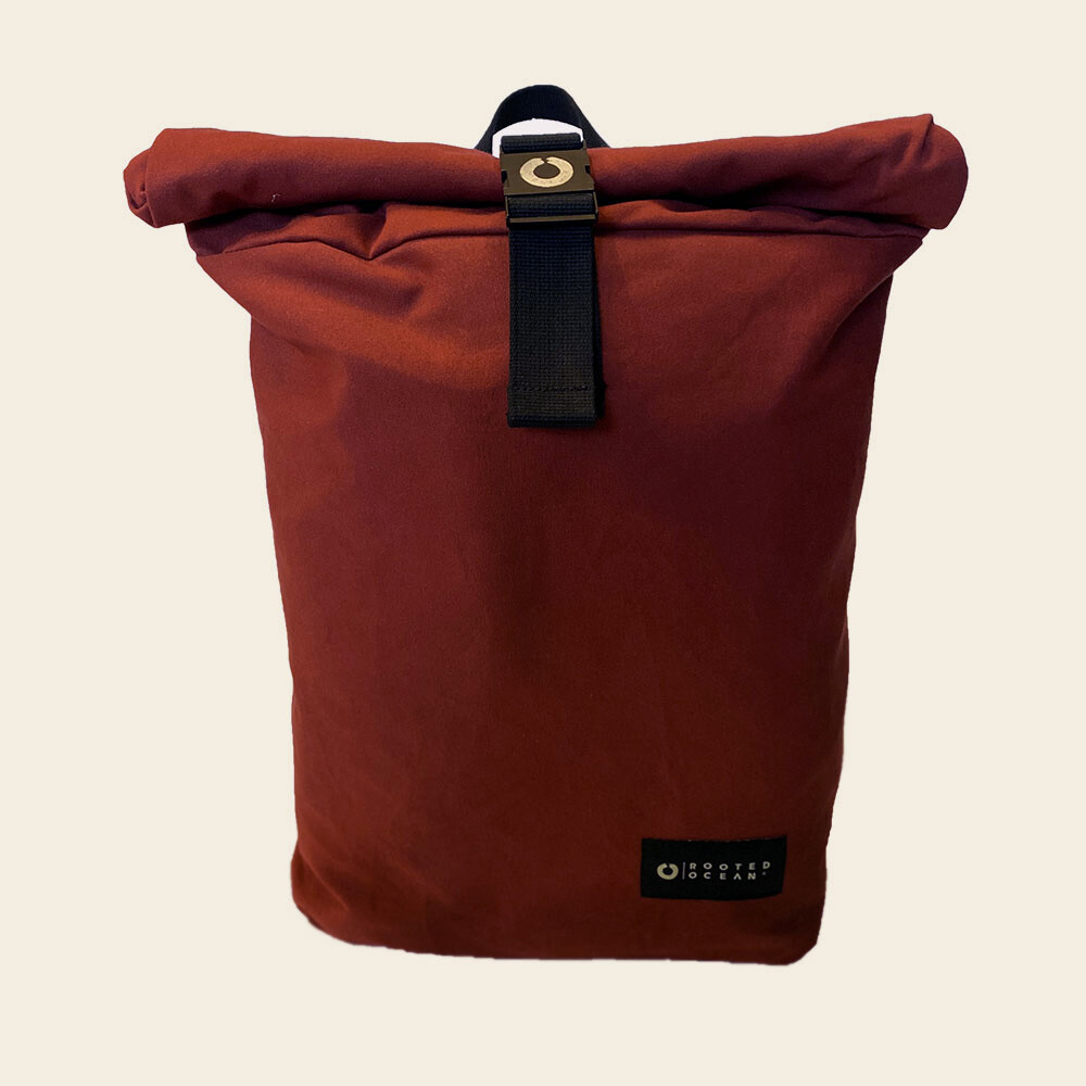 The Strand Knapsack in Red Clay Cotton Canvas bag by Rooted Ocean
